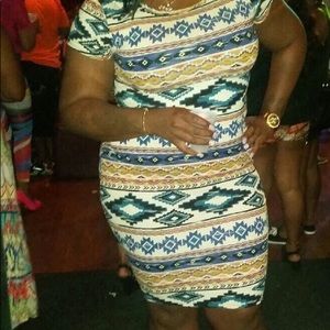 Tribal dress. 3x. Rainbow